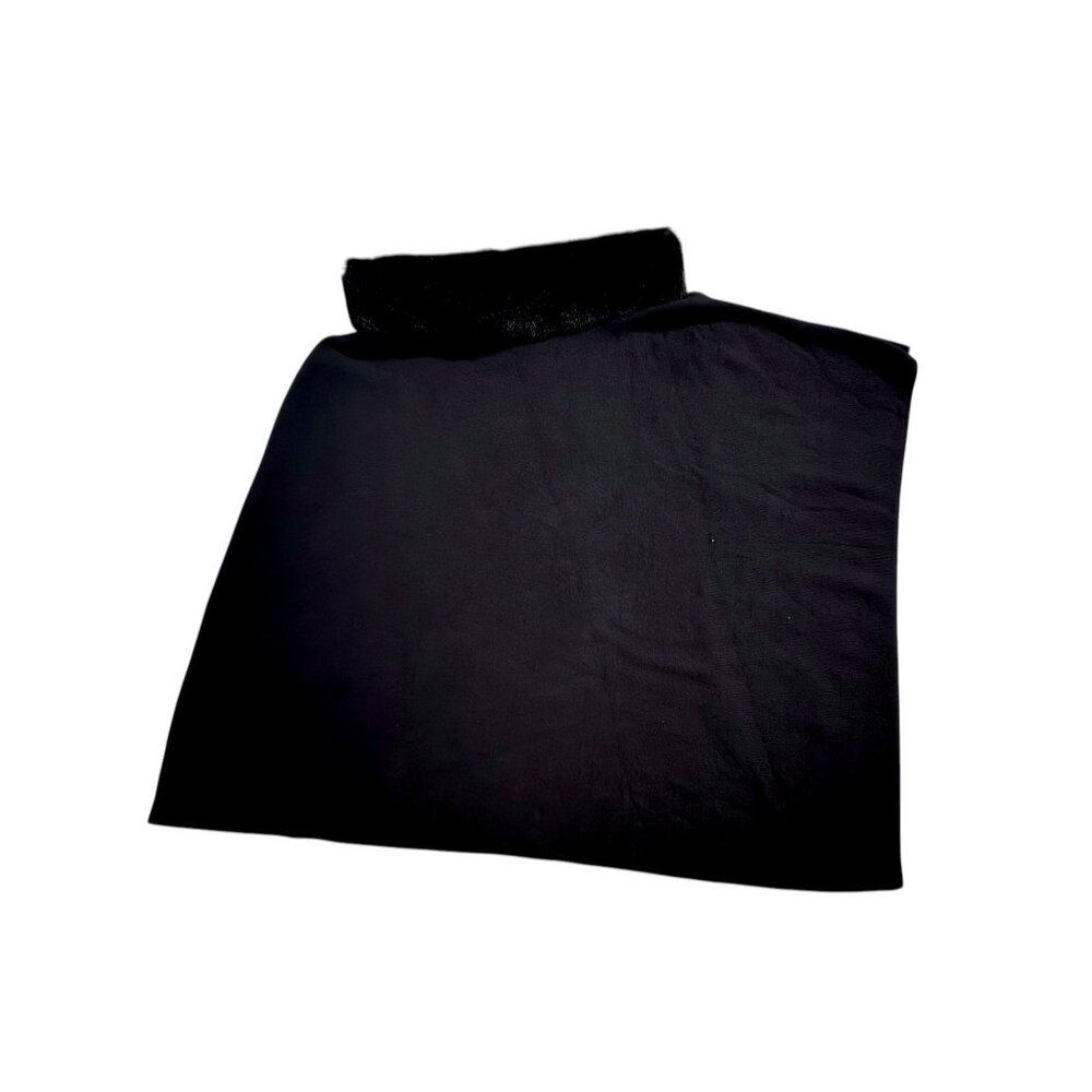 Talbots Black Faux Fur Trim Asymmetrical Hem Cape Poncho Women XS/S NWT